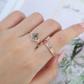 Forever Glow Moss Agate Couple Rings | Rose Gold Leaf Wedding Bridal Set (Copy)