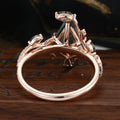 Nature Inspired Kite cut Moss Agate Leaf Gold Engagement Ring