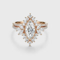 1.0CT~5.0CT Marquise cut Lab grown Diamond Halo Engagement Ring Set Luxury Pave Everyday Stackable Set