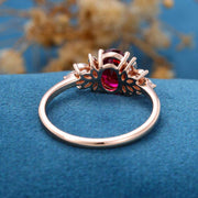 1.5Carat Oval cut garnet Cluster Engagement ring