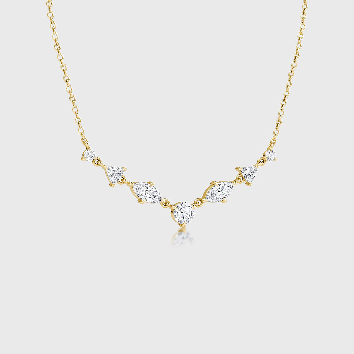Seven graduated Lab grown Diamonds Pendant Necklace