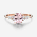 Oval cut Morganite Cluster Engagement ring