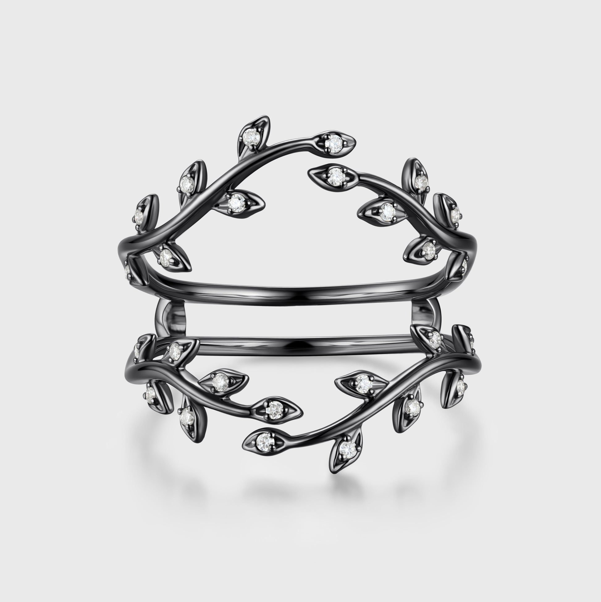 Nature Inspired moissanite | Diamonds Leaf branch stacking Gold wedding ring