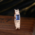 Unique Emerald cut Lab Sapphire Mens Wedding Band Promise Rings For Men