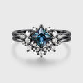 Princess cut Lab Alexandrite | Diamond Engagement Ring Bridal Set