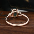Oval cut Moss Agate Leaf Gold Pave Diamonds Engagement Ring