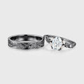 Nature Inspired Moissanite Couple Rings | D Color VVS1 | Rose Gold Leaf Wedding Bridal Set