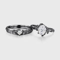 Nature Inspired Moissanite Couple Rings | D Color VVS1 | Rose Gold Leaf Wedding Bridal Set