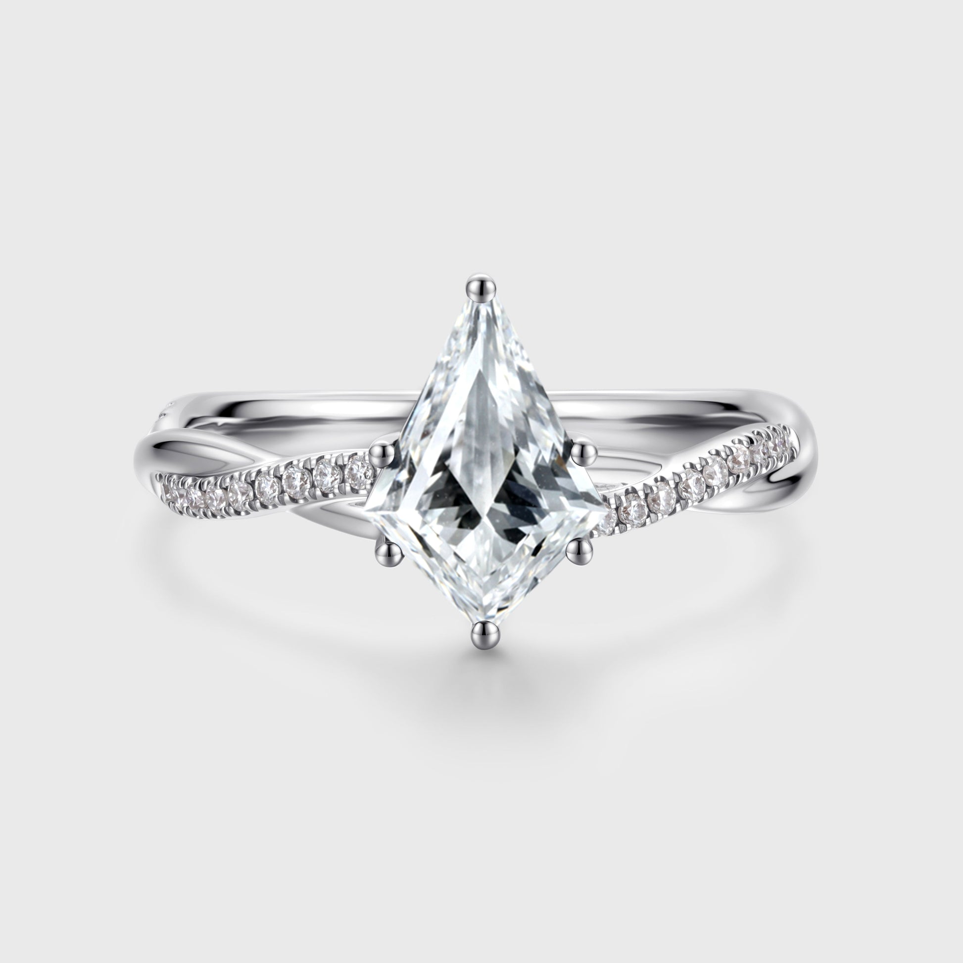 1.0CT~3.0CT Kite Cut Lab grown Diamond Luxury Pave Engagement Ring