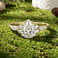 1.0CT~5.0CT Pear cut Lab grown Diamond Cluster Engagement Ring