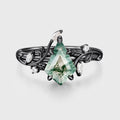 Nature Inspired Kite cut Moss Agate Leaf Gold Engagement Ring