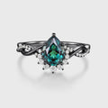 Pear cut Lab Alexandrite Solid Gold Engagement Ring