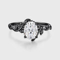 Nature Inspired Oval cut Moissanite Leaf Gold Engagement Ring