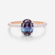 Oval cut Lab Alexandrite | Diamond Engagement ring