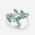 Nature Inspired Round cut Moss Agate cluster Gold Engagement Ring
