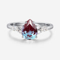 Pear cut Lab Alexandrite Engagement ring for Women