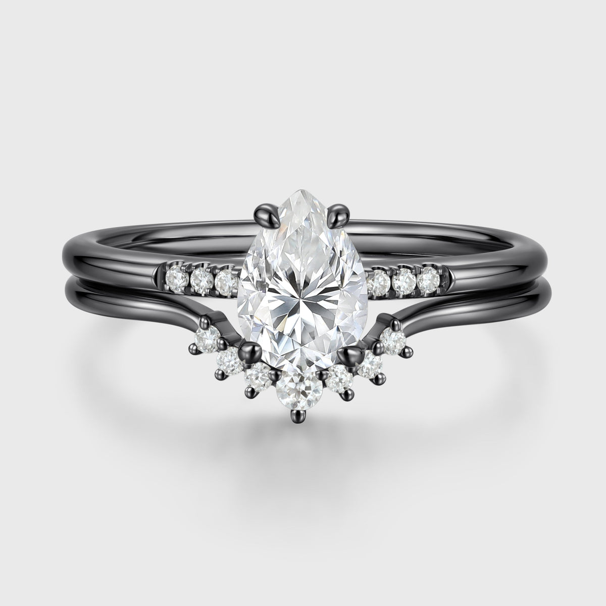 Pear Cut Moissanite Engagement ring Bridal Set