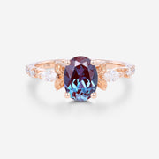 Oval cut Lab Alexandrite | Diamond Engagement ring