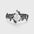Nature Inspired Kite cut Moissanite Leaf Gold Engagement Ring