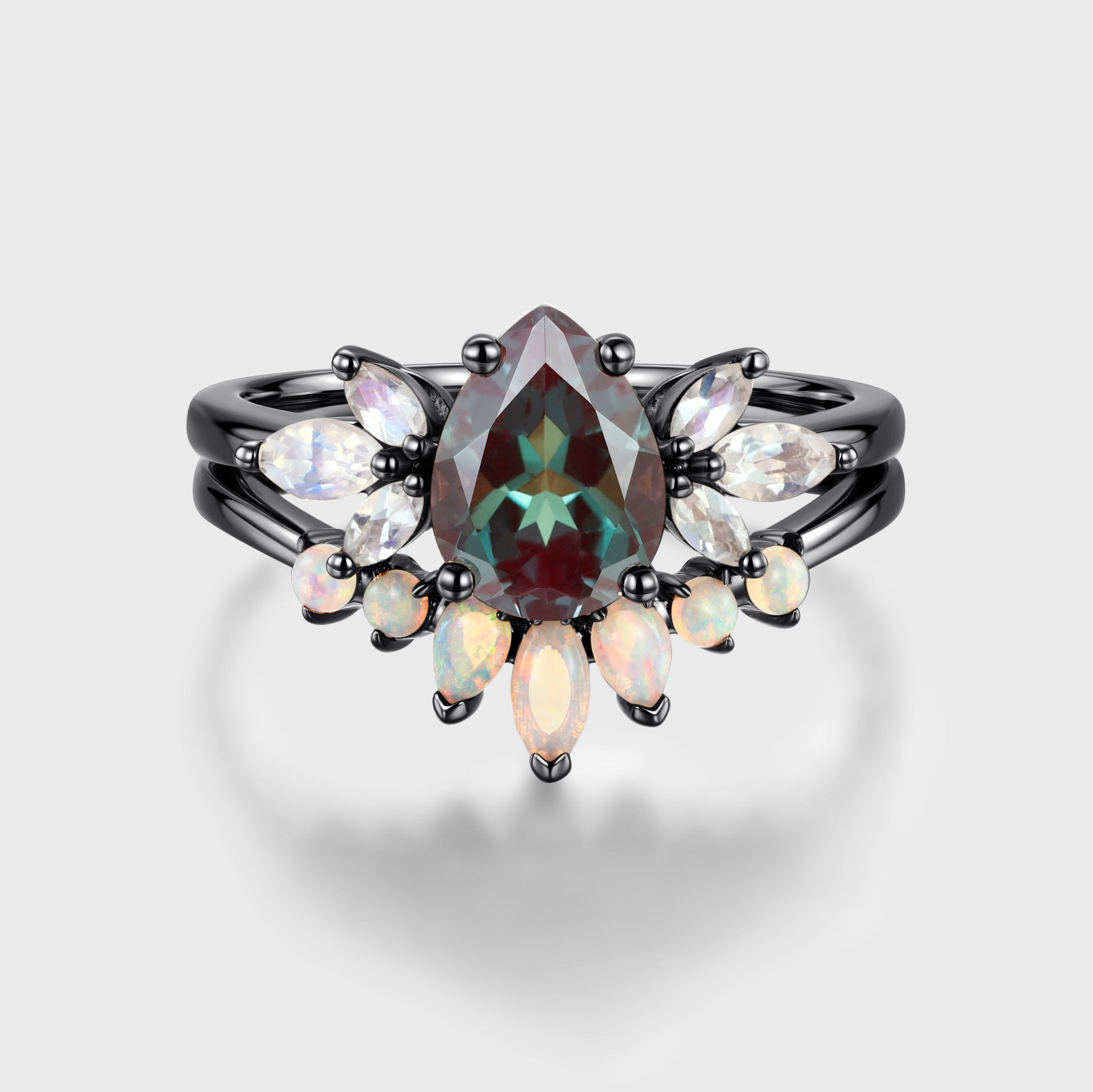 Pear Cut Lab Alexandrite Ring set