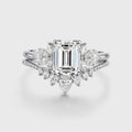 1.0CT~5.0CT Emerald cut Lab grown Diamond Cluster Engagement Ring Set