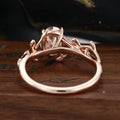 Nature Inspired Oval cut Moissanite Leaf Gold Engagement Ring