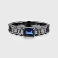 Unique Emerald cut Lab Sapphire Mens Wedding Band Promise Rings For Men