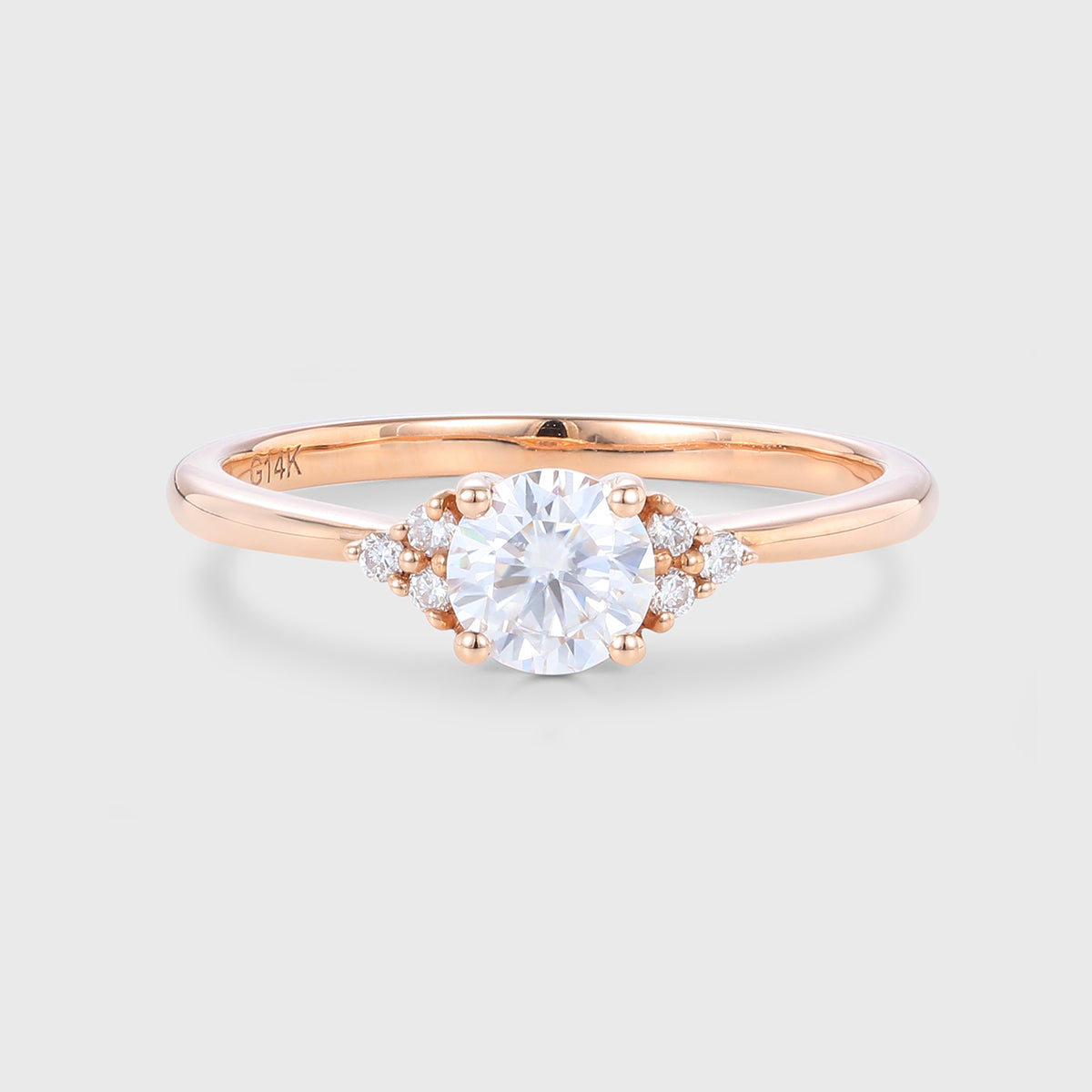 Round cut Moissanite Engagement Ring