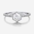 Bezel setting Hexagon cut Moissanite Half Eternity Gold Engagement Ring