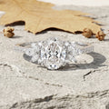 1.0CT~5.0CT Oval cut Lab grown Diamond Cluster Engagement Ring Luxury Pave Band