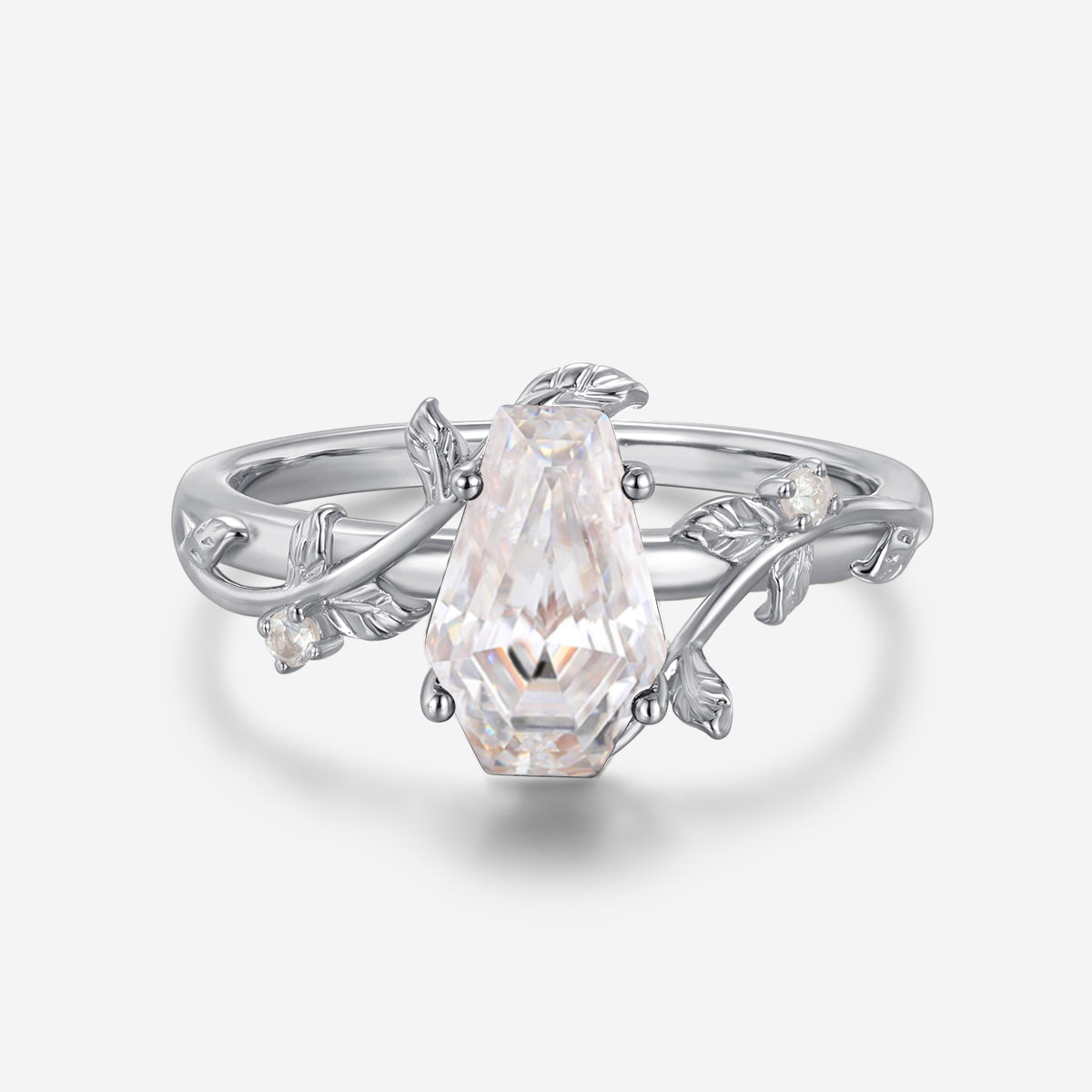 Natural Inspired Coffin Cut Moissanite Engagement Ring
