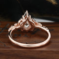 Nature Inspired Solid Gold Kite cut Moissanite Leaf Engagement Ring