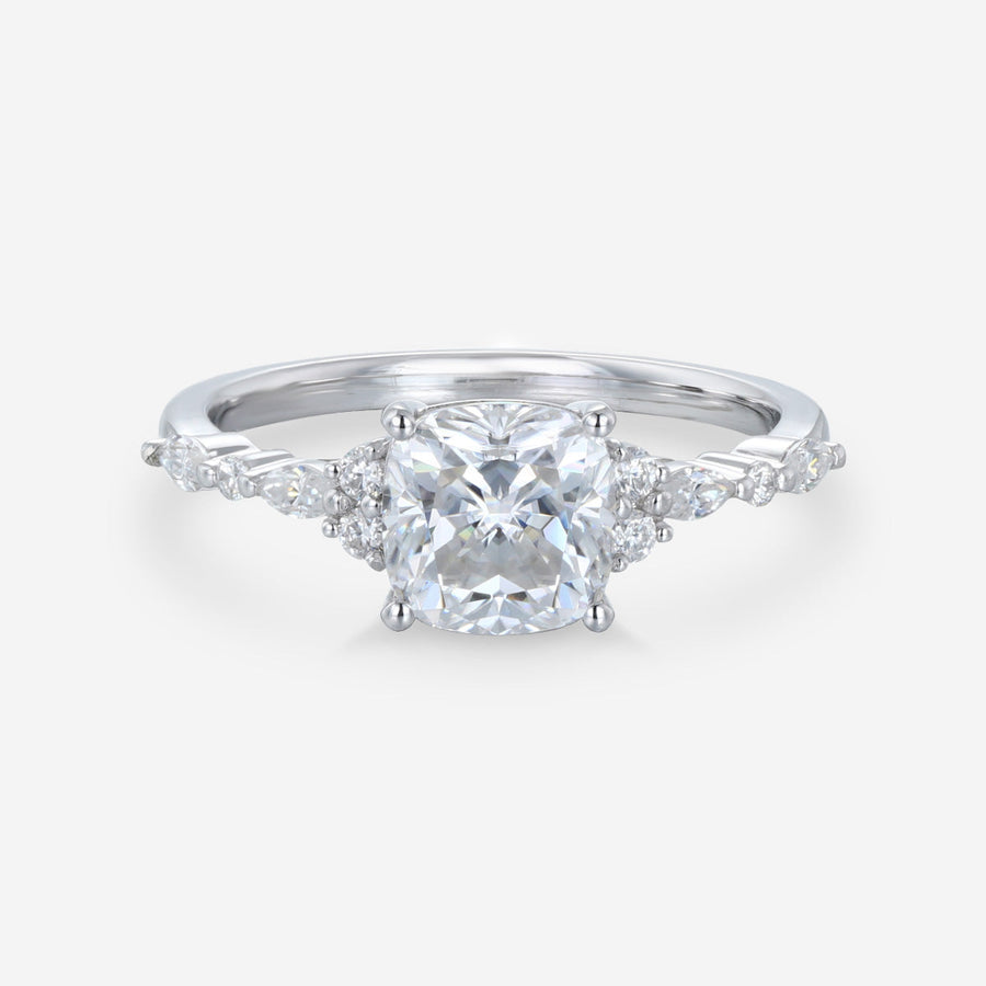 1.25 Carat Cushion cut Moissanite Halo Engagement Ring
