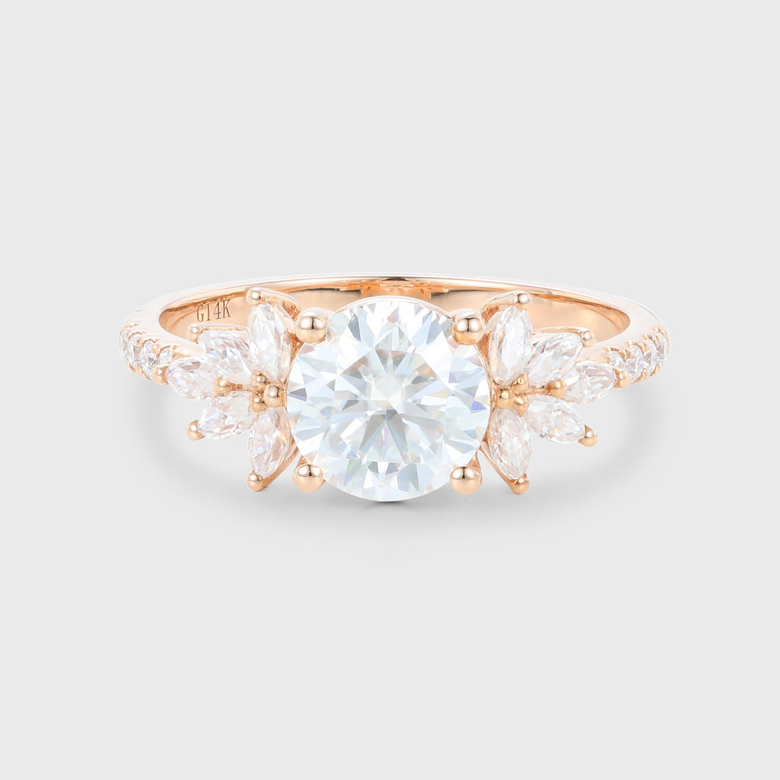 7mm Round cut Moissanite Cluster | Half Eternity Engagement ring