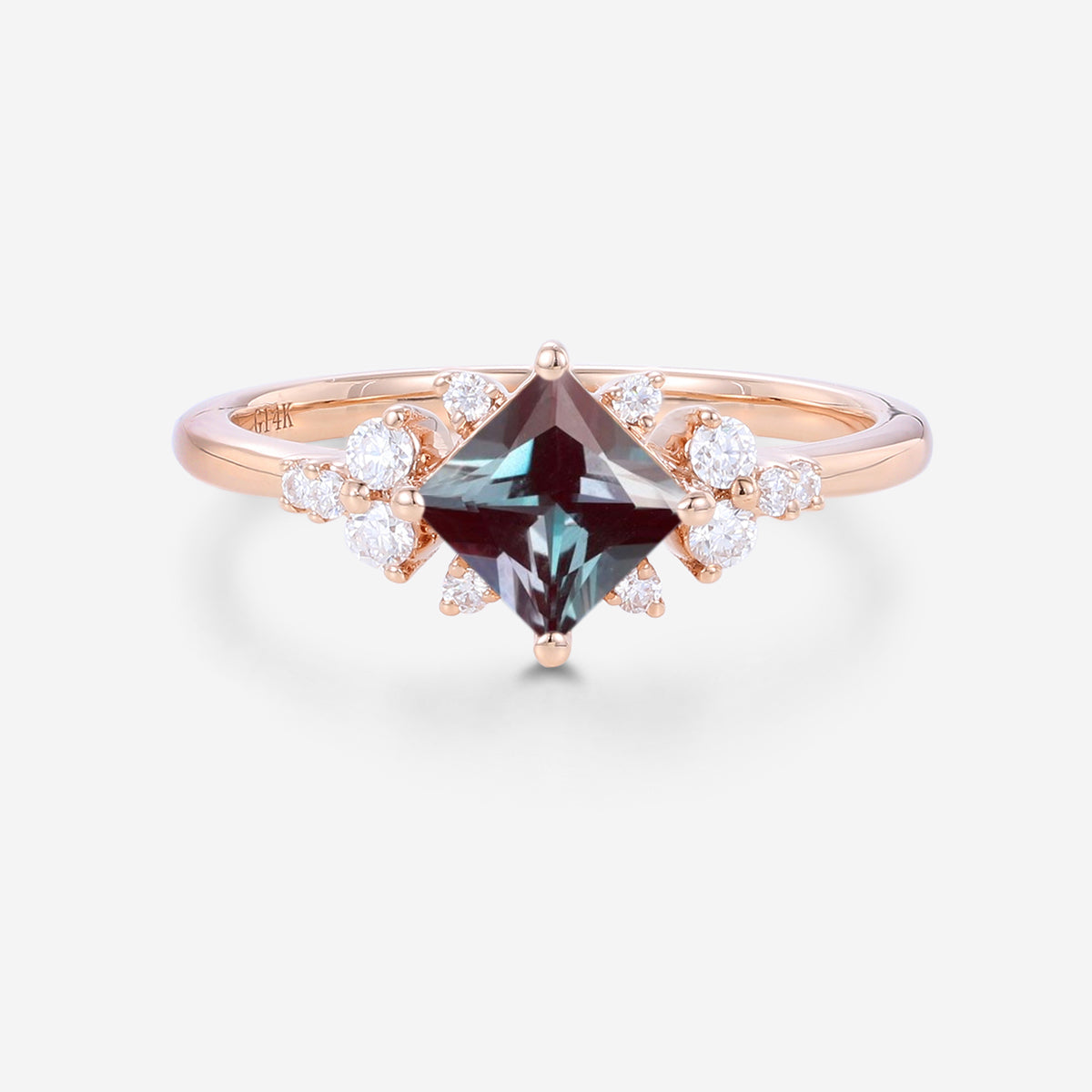 Princess cut Lab Alexandrite | Diamond Engagement ring