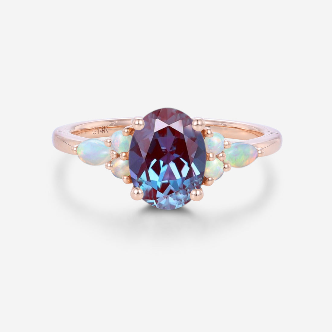 Oval cut Lab Alexandrite | Diamond Engagement ring