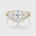 Oval cut Cluster Moissanite engagement ring set vintage