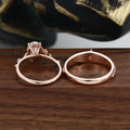 Nature Inspired Moissanite Couple Rings | D Color VVS1 | Rose Gold Leaf Wedding Bridal Set