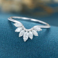 Marquise cut Moissanite Curved Wedding Band