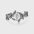 Nature Inspired Oval cut Moissanite Leaf Gold Engagement Ring