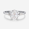 1.25 Carat Pear cut Moissanite Cluster Engagement ring