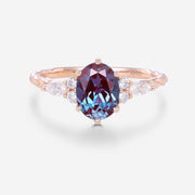 Oval cut Lab Alexandrite | Diamond Engagement ring