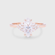 Marquise cut Moissanite  Cluster Engagement Ring