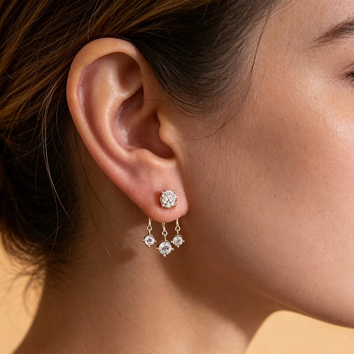 Lab grown Diamonds Antique Cluster Earrings Set