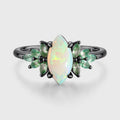 Marquise cut Opal Cluster Moss Agate Engagement Ring