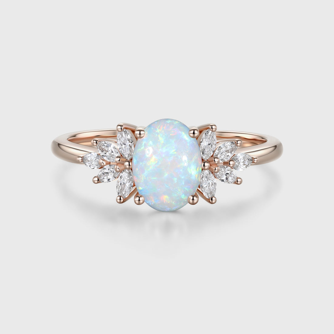 Oval Opal Cluster Engagement ring