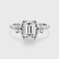1.0CT~5.0CT Emerald cut Lab grown Diamond Cluster Engagement Ring Set