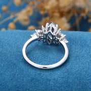 Marquise cut Gray Moissanite Cluster Engagement ring