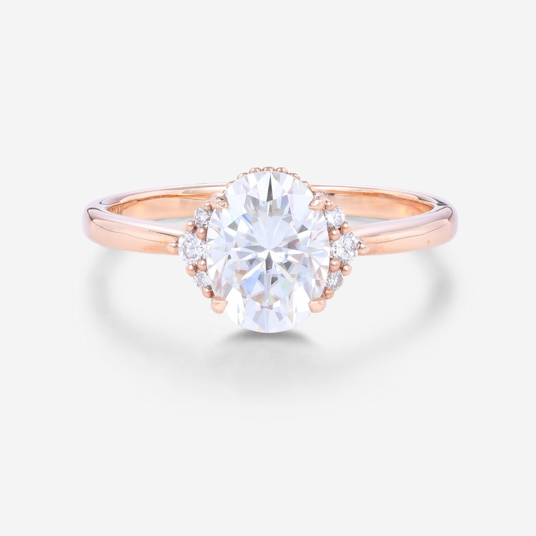 Oval cut Moissanite Cluster Engagement Ring