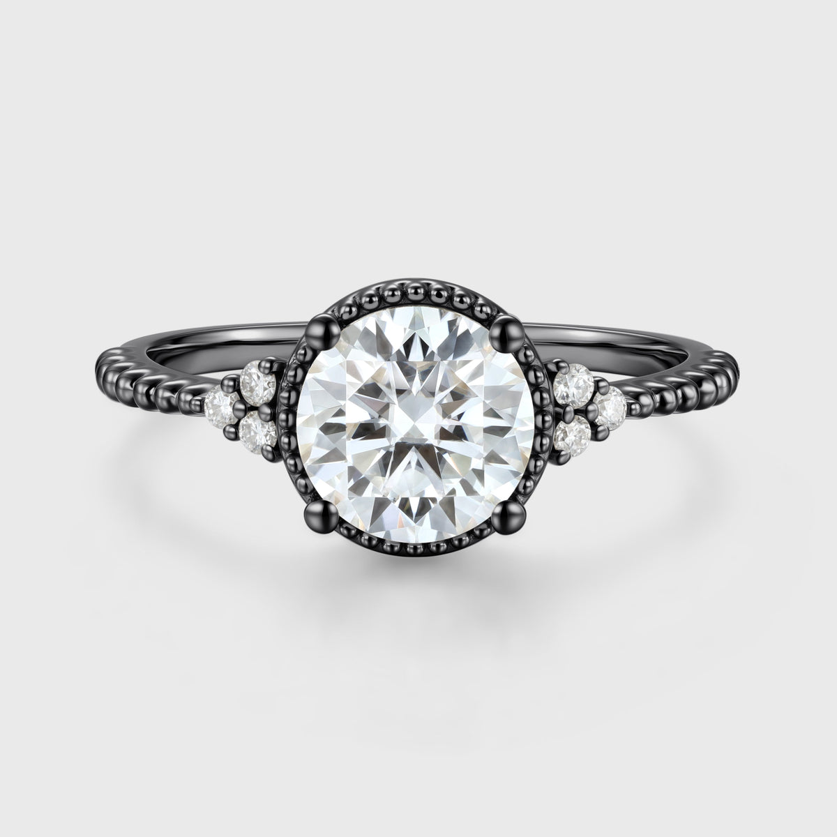 Round cut Moissanite Twisted Engagement Ring